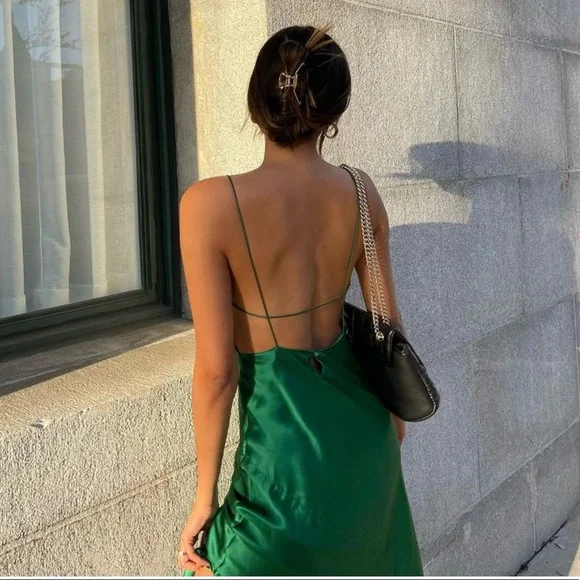 NWT Zara Long 100% Mulberry Silk Dress - Picture 4 of 11